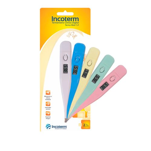 Termômetro Clínico Digital 32~42°C TermoMed Rosa Encartelado Incoterm 29832.20