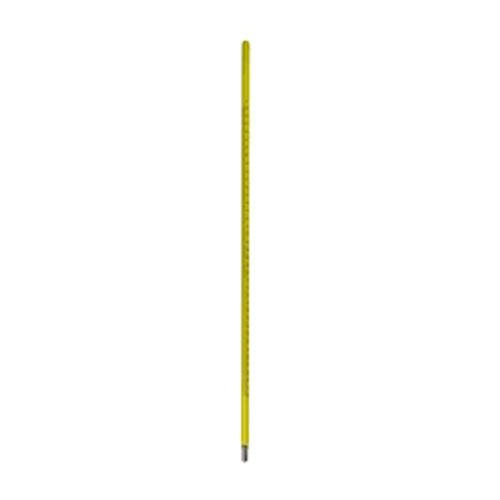 Termômetro químico escala externa -10+360°C resolução 1°C precisão ±1°C Hg capilar amarelo sem anel 345×6,25mm Incoterm 5037.6