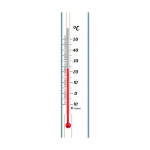 Termômetro ambiente base madeira branco -10+50°C resolução 1°C precisão ±1°C enchimento líquido 210×45mm Incoterm TA 214.02.1.00