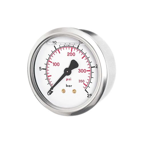 Manômetro Total Inox Glicerinado Ø100mm Classe A1 Escala Dupla 0 a 4kgf/cm² Rosca 1/2"NPT Angular Novotest.br TECN-750.100A4