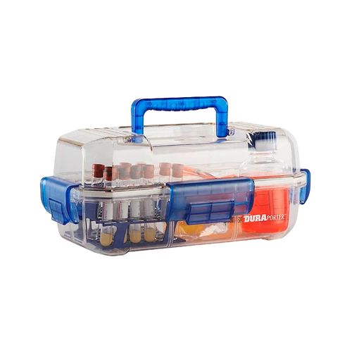 Maleta azul para transporte de instrumentos de vidro Jazz modelo 02 com 8 produtos Incoterm MV.0651.02