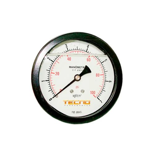 Manômetro Caixa Aço Carbono Interno de Latão Glicerinado Ø63mm Classe B Escala Dupla 0 a 60kgf/cm² Rosca 1/8"NPT Angular Novotest.br TECN-550.63A60