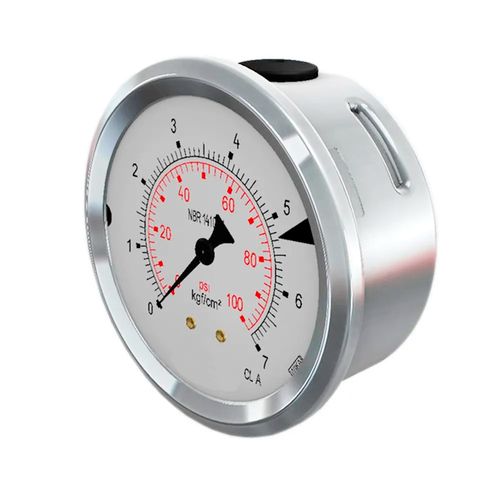 Manômetro Total Inox Ø63mm Classe A1 Escala Dupla 0 a 250kgf/cm² Rosca 1/4"NPT Angular Novotest.br TECN-700.63A250