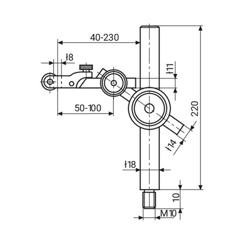 Suporte indicador com braço articulado MarStand 815 XMA 220mm/230mm aço inoxidável MAHR 4424005