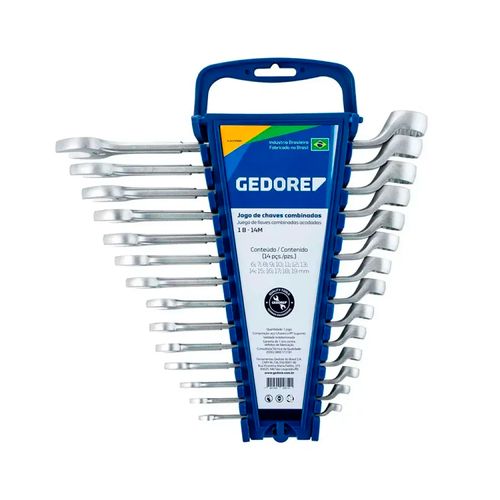 Jogo Chaves Combinadas 14 Peças 1/4''–1'' Aço Gedore-Vanadium Unit Drive 15°/10° Gedore 1B-14P