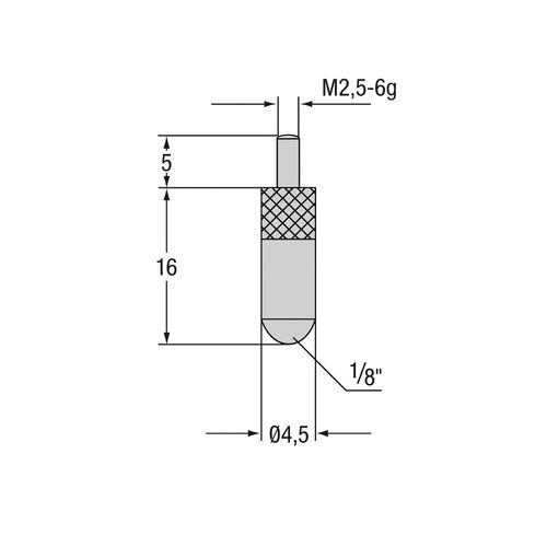 Contact Point, ball Ø 1/8" length 16 mm MAHR 4112053