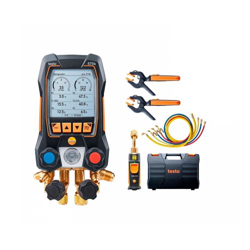 Manifold digital 4 vias Bluetooth vácuo sem fio com mangueiras -1 a 60 bar temp -50 a 150°C resolução 0,01 psi IP54 Testo 0564 5703