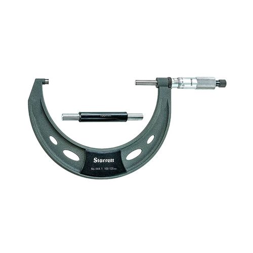 Micrômetro externo com isoladores no arco 100 a 125 mm Res 0,01 mm catraca trava faces metal duro Starrett 444.1MXRL-125