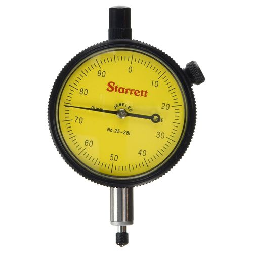 Relógio comparador Ø57 mm 2,5 mm/0,1'' Res 0,01 mm/0,0005'' graduação 0-100 haste 9,5 mm Starrett 25-281J
