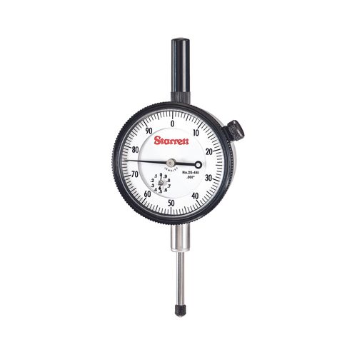 Relógio comparador Ø57 mm 25,4 mm/1'' Res 0,025 mm/0,001'' graduação 0-100 haste 9,5 mm/3/8'' Starrett 25-441J