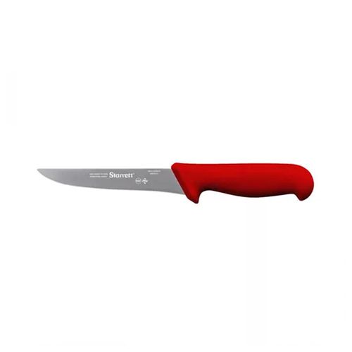 Faca de desossa lâmina reta larga 15cm 6'' cabo vermelho aço inox antimicrobiana NSF STARRETT KBKR103-6