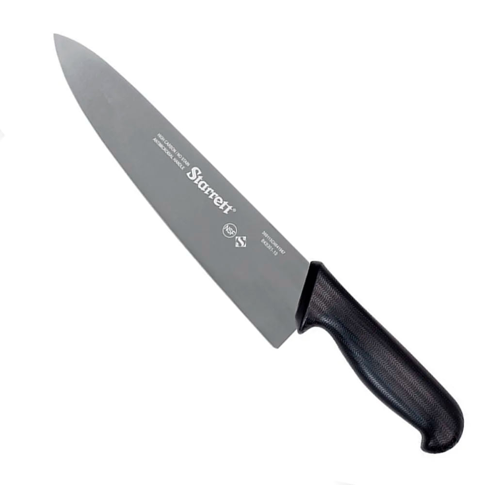 Faca de carne refile de mesa lâmina triangular larga 25cm 10 cabo preto encartelada STARRETT KBKB301-10