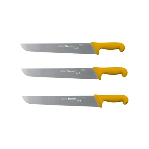 Faca de carne refile aéreo lâmina reta larga 35cm 14'' cabo amarelo STARRETT BKY203-14