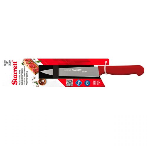 Faca de carne refile de mesa lâmina triangular larga 25cm 10'' cabo vermelho STARRETT KBKR301-10