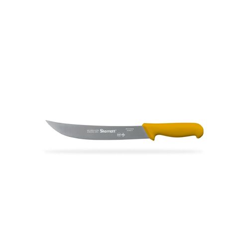 Faca carne refile aéreo lâmina curvada larga 25cm 10'' cabo amarelo aço inox STARRETT BKY205-10
