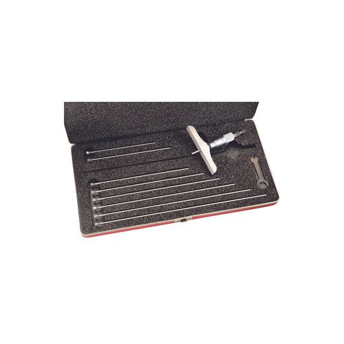 Micrômetro de profundidade 0 a 9'' resolução 0,001'' base 4'' catraca trava porca anelar Starrett 445BZ-9RL