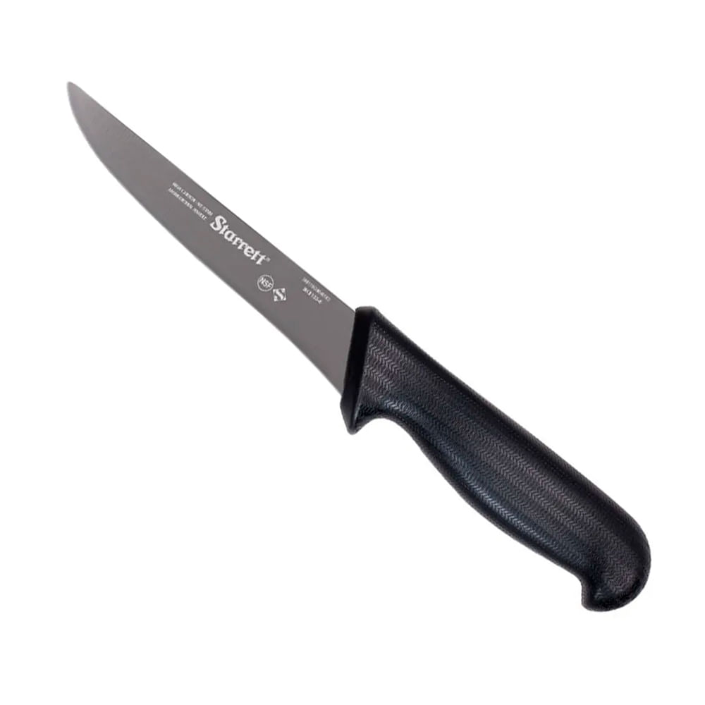Faca de desossa lâmina reta larga 15cm 6 aço inox cabo preto STARRETT KBKB103-6