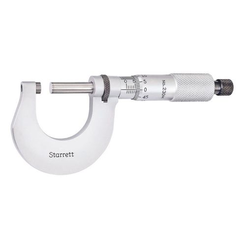 Micrômetro externo inox 0 a 25 mm resolução 0,001 mm faces de metal duro trava catraca leitura analógica Starrett V1230MXRL