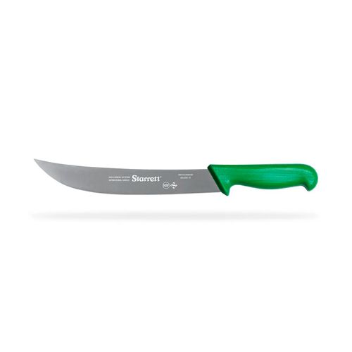Faca carne refile aéreo lâmina curvada larga 25cm 10'' aço inox cabo verde STARRETT BKG205-10