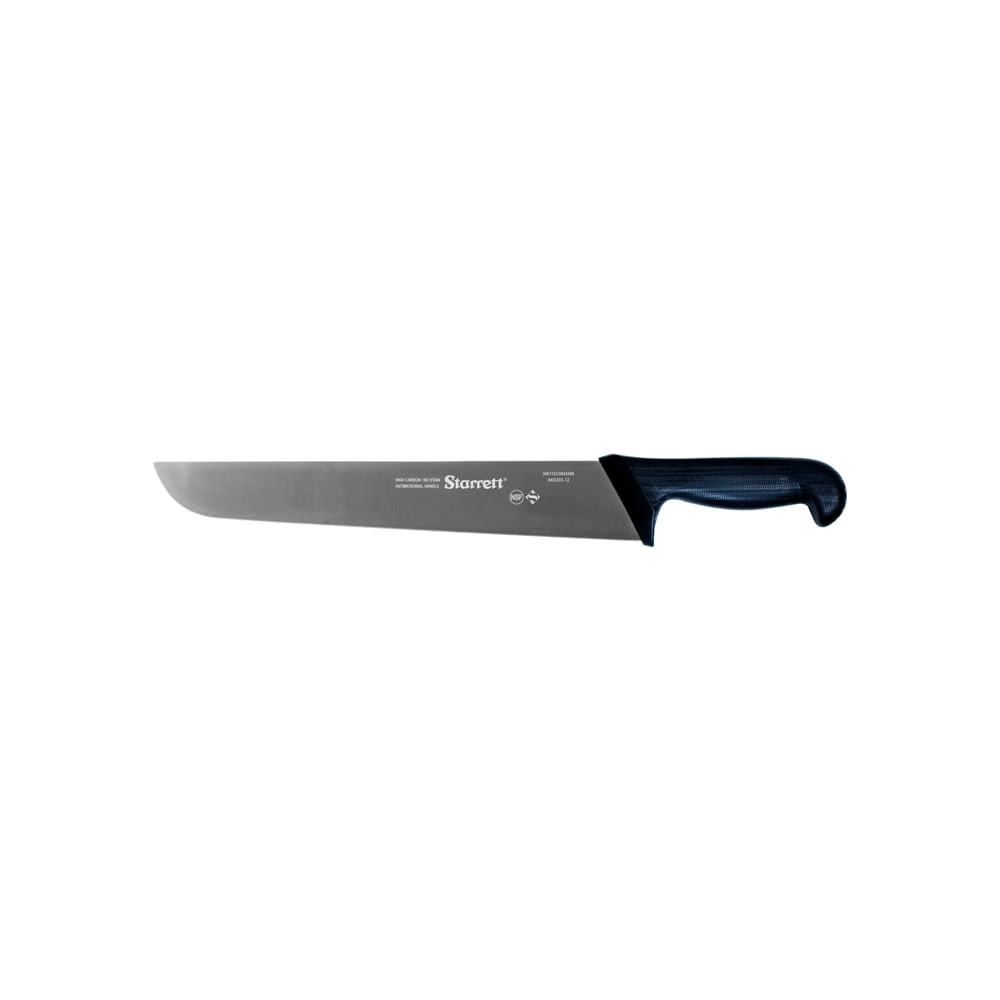 Faca de carne refile aéreo lâmina reta larga 30cm 12 cabo preto encartelada STARRETT KBKB203-12