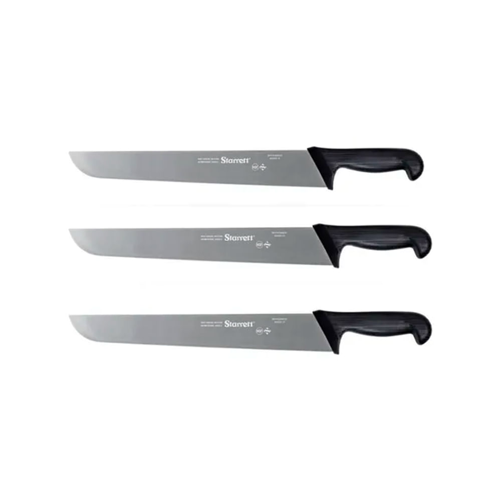 Faca de carne refile aéreo lâmina reta larga 35cm 14 cabo preto STARRETT BKB203-14