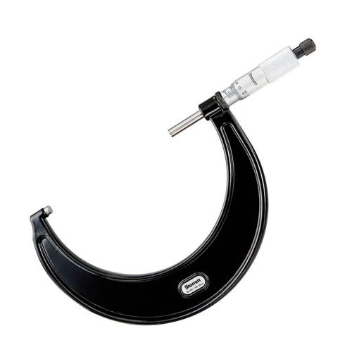 Micrômetro externo analógico 100 a 125 mm 4 a 5'' resolução 0,01 mm cromo acetinado catraca trava padrão Starrett 436.1MXRLSZ-125