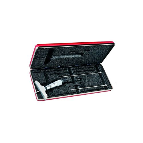 Micrômetro de profundidade 0 a 75 mm resolução 0,01 mm base 64 mm catraca trava porca anelar Starrett 440MZ-75RL