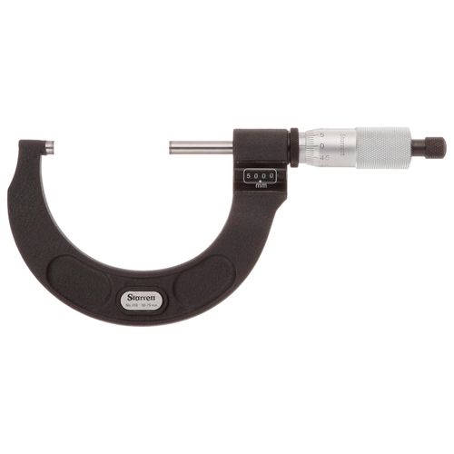 Micrômetro externo com contador mecânico 125 a 150 mm resolução 0,01 mm cromo acetinado catraca trava porca anelar Starrett 216MXRL-150