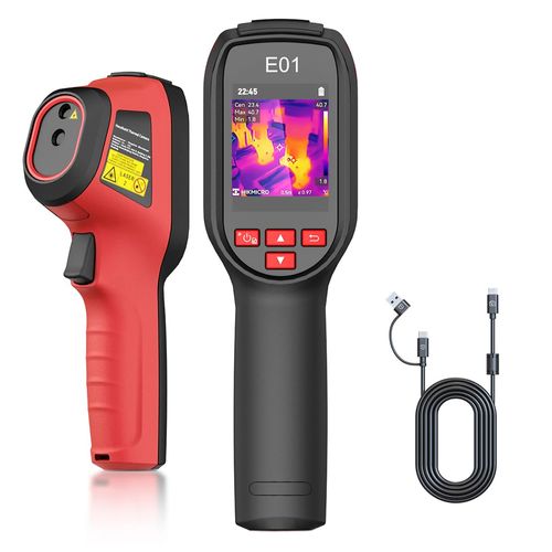 Câmera termográfica portátil 96x96 SuperIR 240x240 NETD menor que 50 mK -20 a 400°C 20 Hz laser IP54 HIKMICRO E01
