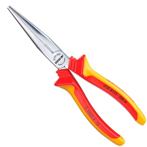 Alicate tipo telefone bico reto VDE 1000 V 200 mm corte lateral EN 60900 091.905 Gedore VDE 8132-200 H