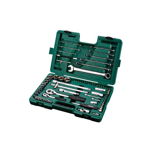 Jogo Chave Soquete Sextavado 1/4'' 1/2'' 76 peças mm SATA ST09519SJ