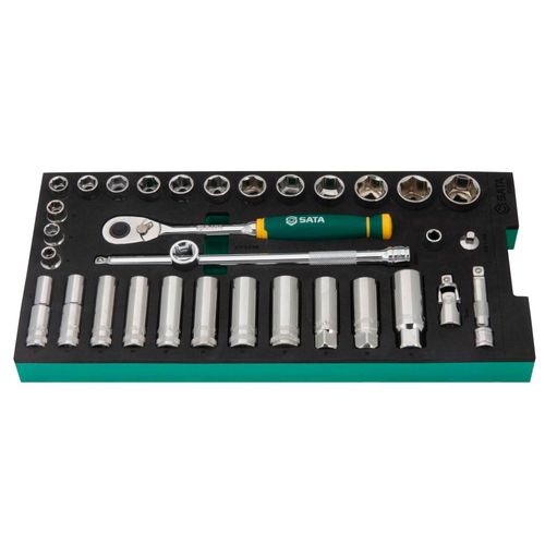 Jogo Soquetes Métricos de 6 Pontas de 3/8'' SATA ST09002G