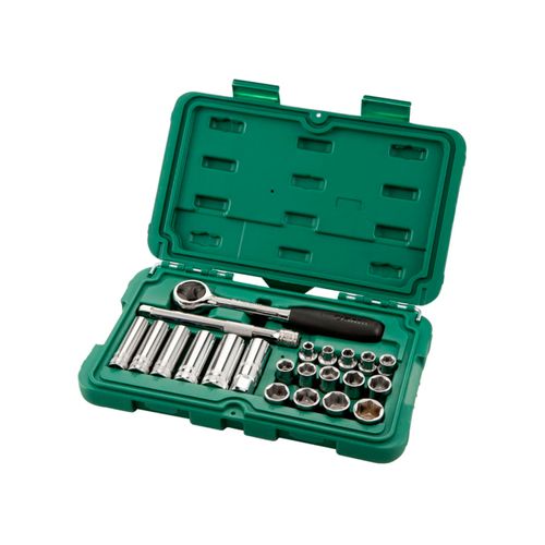Jogo Soquetes Sextavado 3/8'' 22 peças mm SATA ST09524