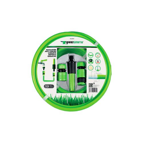 Mangueira Anti-Torção com Engate Rápido e Esguicho 1/2''X20M 3 Camadas Yardsmith 766,0001