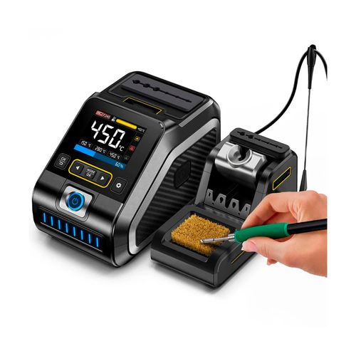 Estação de Solda 200W 100 a 450°C Tela TFT 2,8'' Entrada 100 a 240V Compatível F210 F245 Novotest-br NTES-200210